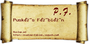 Puskás Fábián névjegykártya
